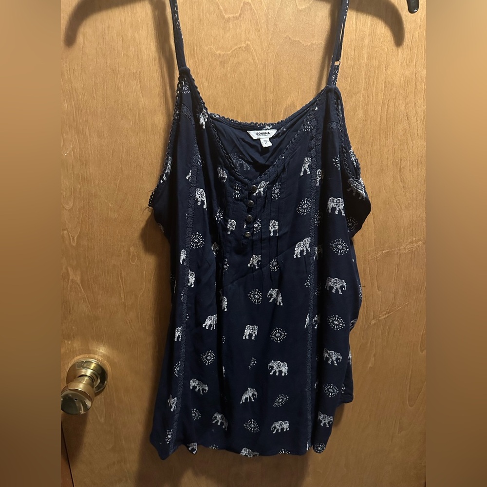 Sonoma Navy Elephant Print Camisole XL